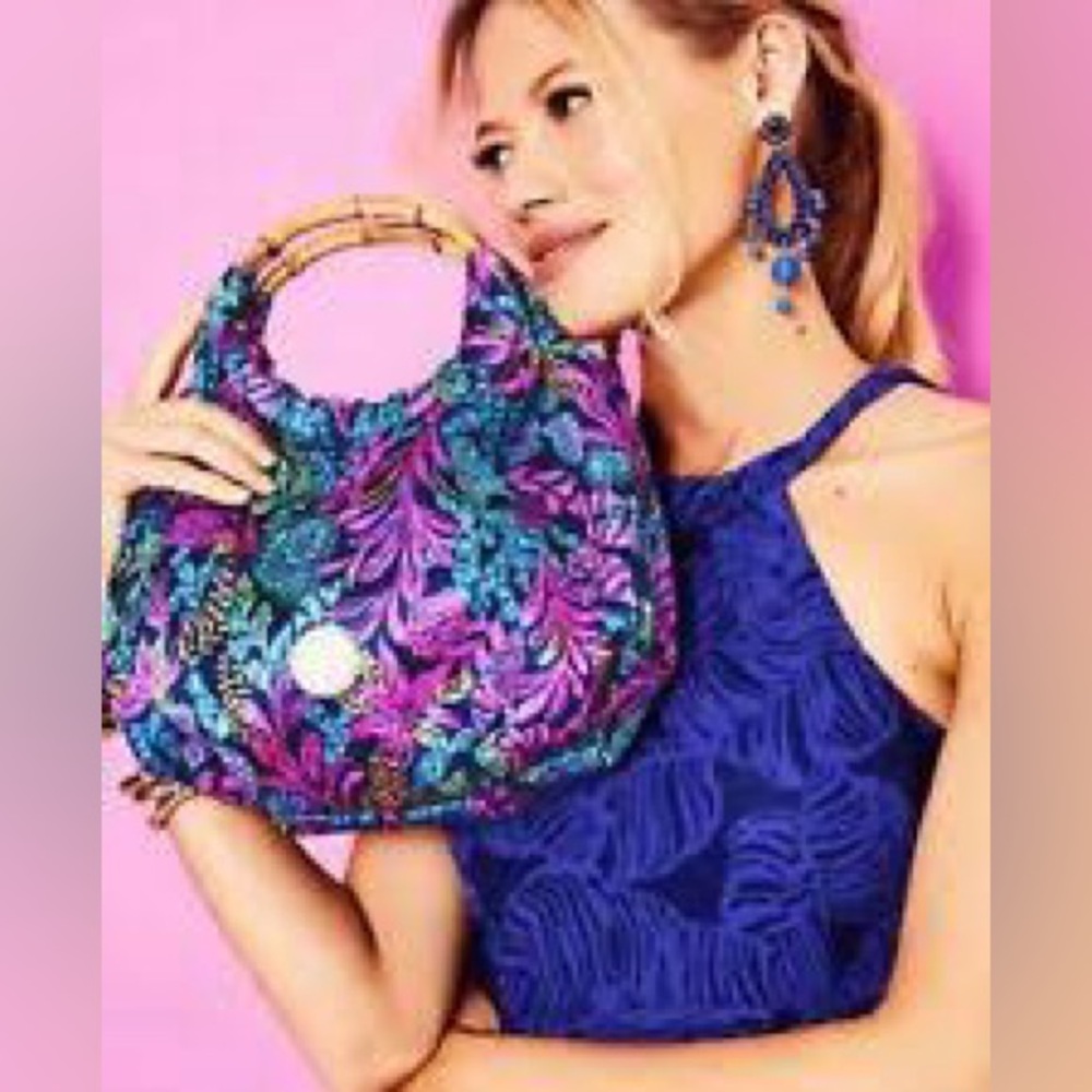 Lilly Pulitzer Bamboo Handle Handbag - Picture 2 of 4